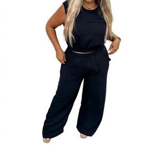 Women's Blakeley Black Sleeveless 2 piece Jumpsuit S/M